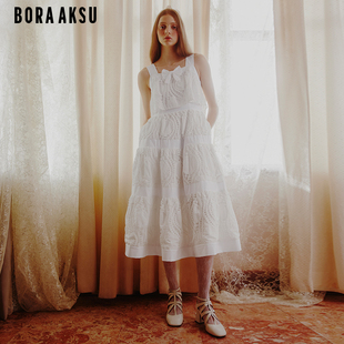 BORAAKSU2024夏季 甜美领口蝴蝶结蕾丝拼接连衣裙B1EDW63860 新品