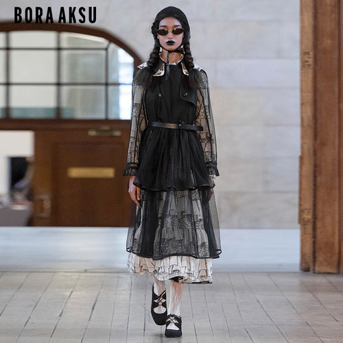 BORAAKSU薄纱褶裥风衣外套