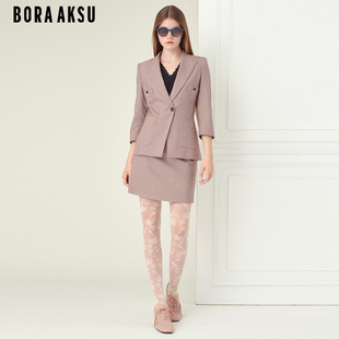 新款 暖粉拼色气质西服半身裙B1CCW70040 BORAAKSU2022夏季 商场同款