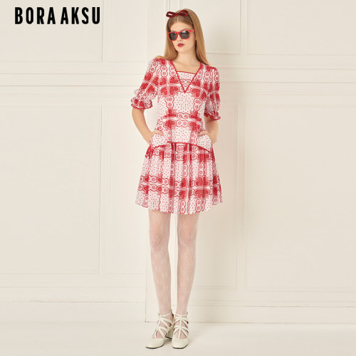 BORAAKSU爱心印花连衣裙