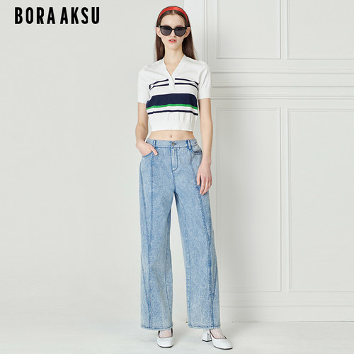 BORAAKSU老钱风条纹针织短袖
