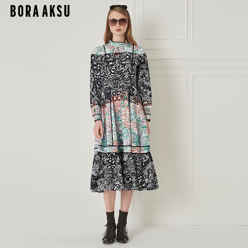 BORAAKSU立领印花连衣裙