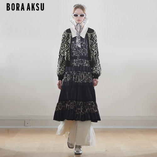 BORAAKSU花瓣领提花针织开衫