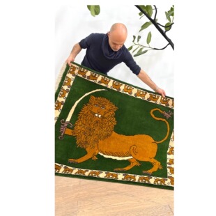 WOVENTALES天织中东进口手工羊毛波斯Qashqai狮子地毯140x110