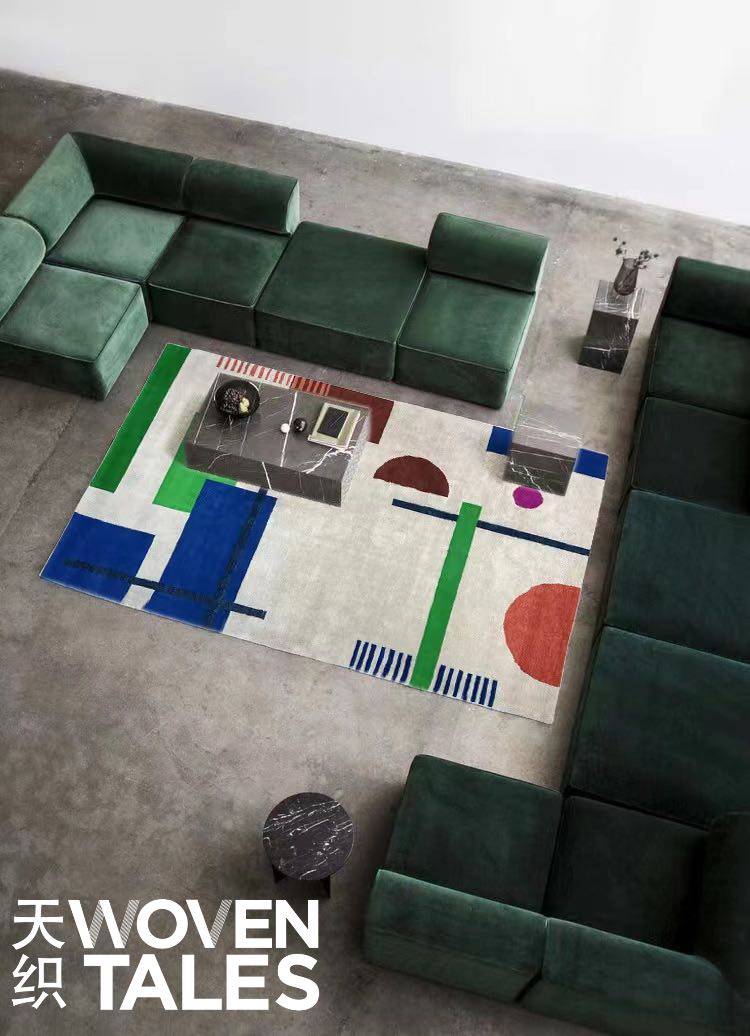 woventales天织中东进口手工羊毛现代抽象地毯客厅卧室305x198cm