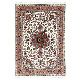 WOVENTALES天织中东进口原装 手工羊毛加丝Tabriz地毯153x104cm