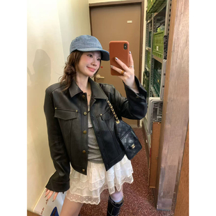 皮衣外套女2026春秋新款韩版修身短款黑色流行小个子机车皮夹克潮