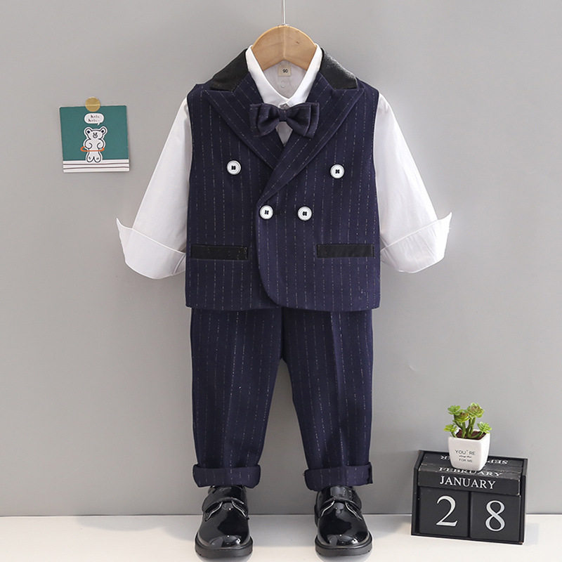 男童马甲套装秋冬新款中小童幼儿园演出表演男童主持人婚礼小礼服