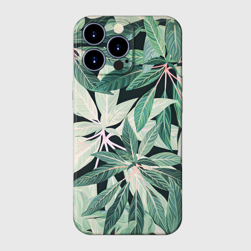 绿色万年青手机壳创意全包图案