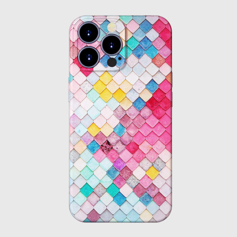 彩色鳞片手机壳创意全包图案