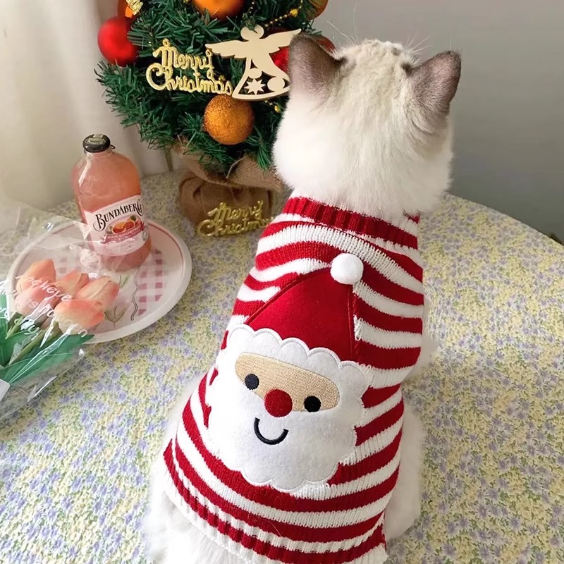 猫咪衣服秋冬款圣诞可爱针织毛衣