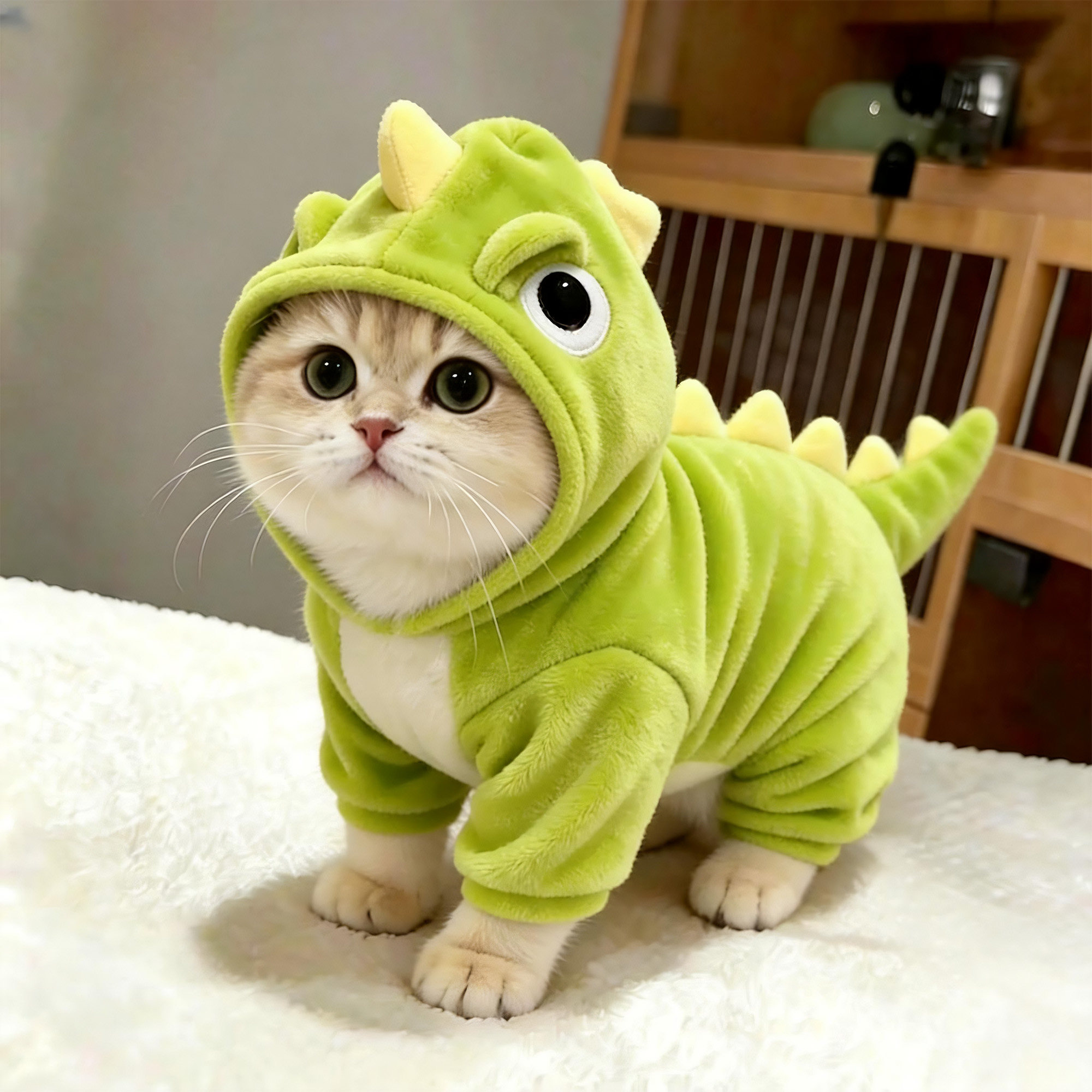 猫咪恐龙装秋冬款衣服加厚保暖