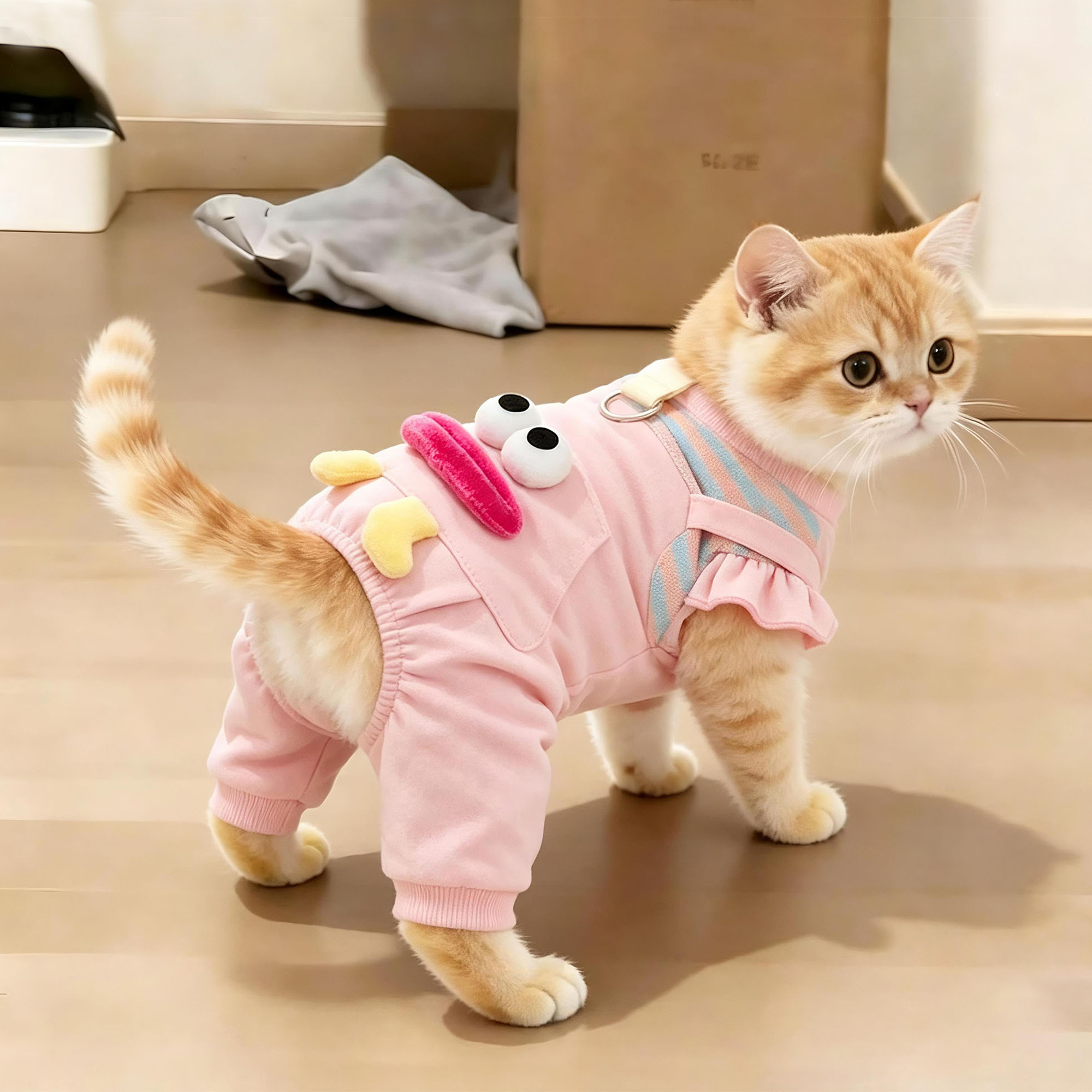 猫咪衣服春秋款护肚四脚衣背带裤