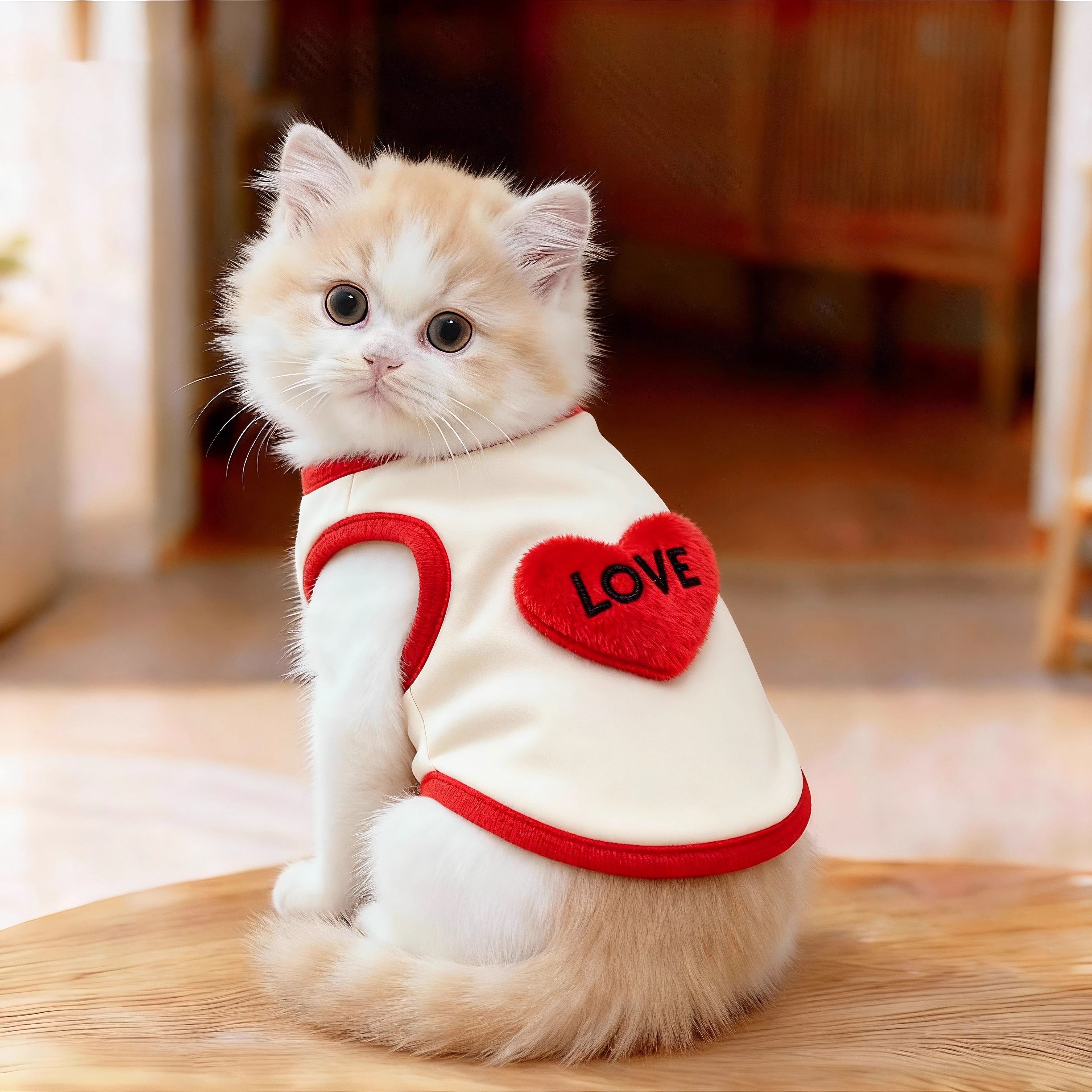 猫咪衣服小奶猫爱心背心宠物服装