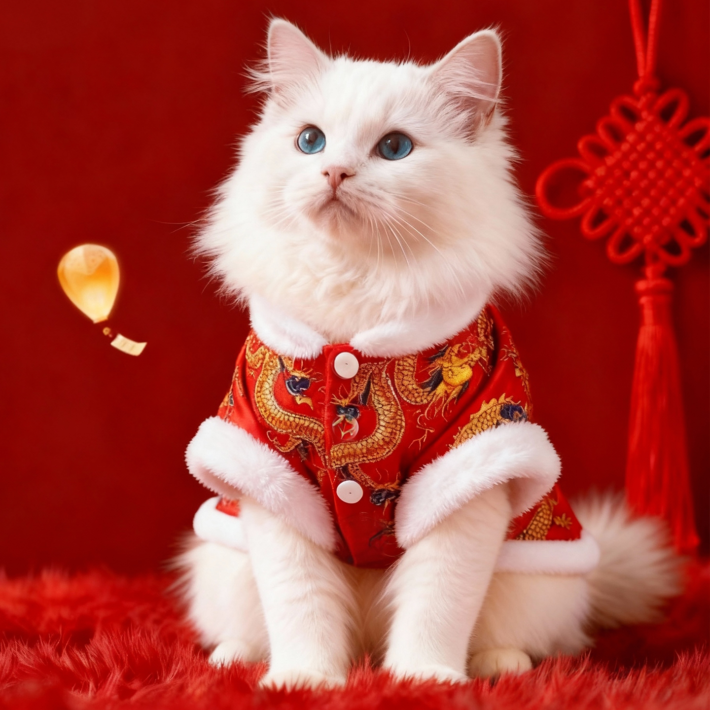 猫咪冬季加厚保暖新年红宠物服装