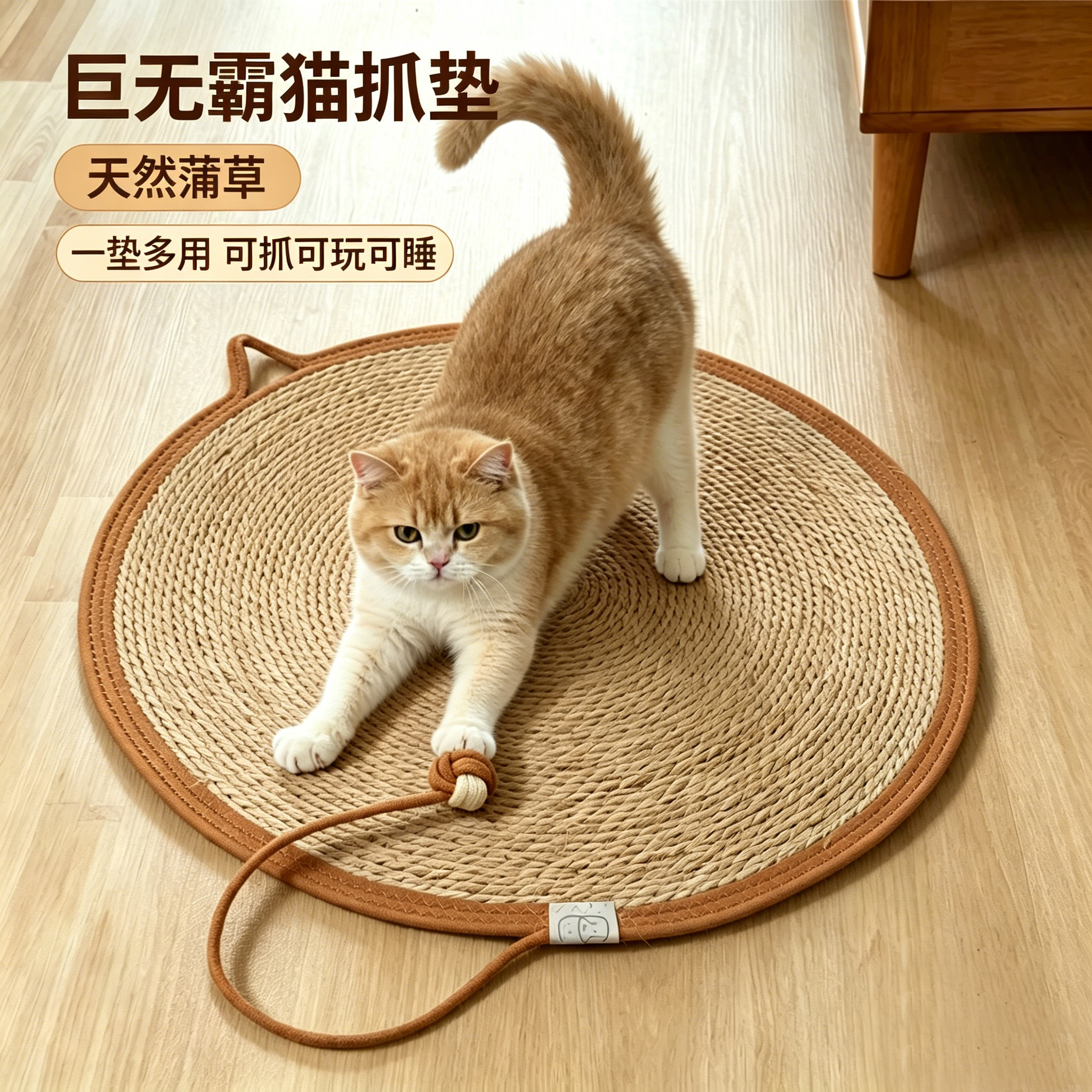 猫抓垫棉绳蒲草编织夏天透气磨爪