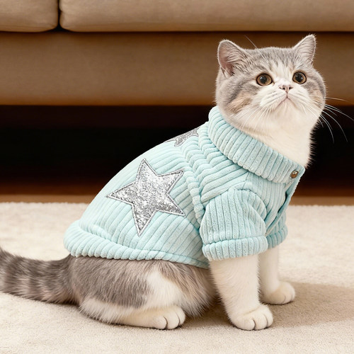猫咪棉服秋冬加厚保暖星星款