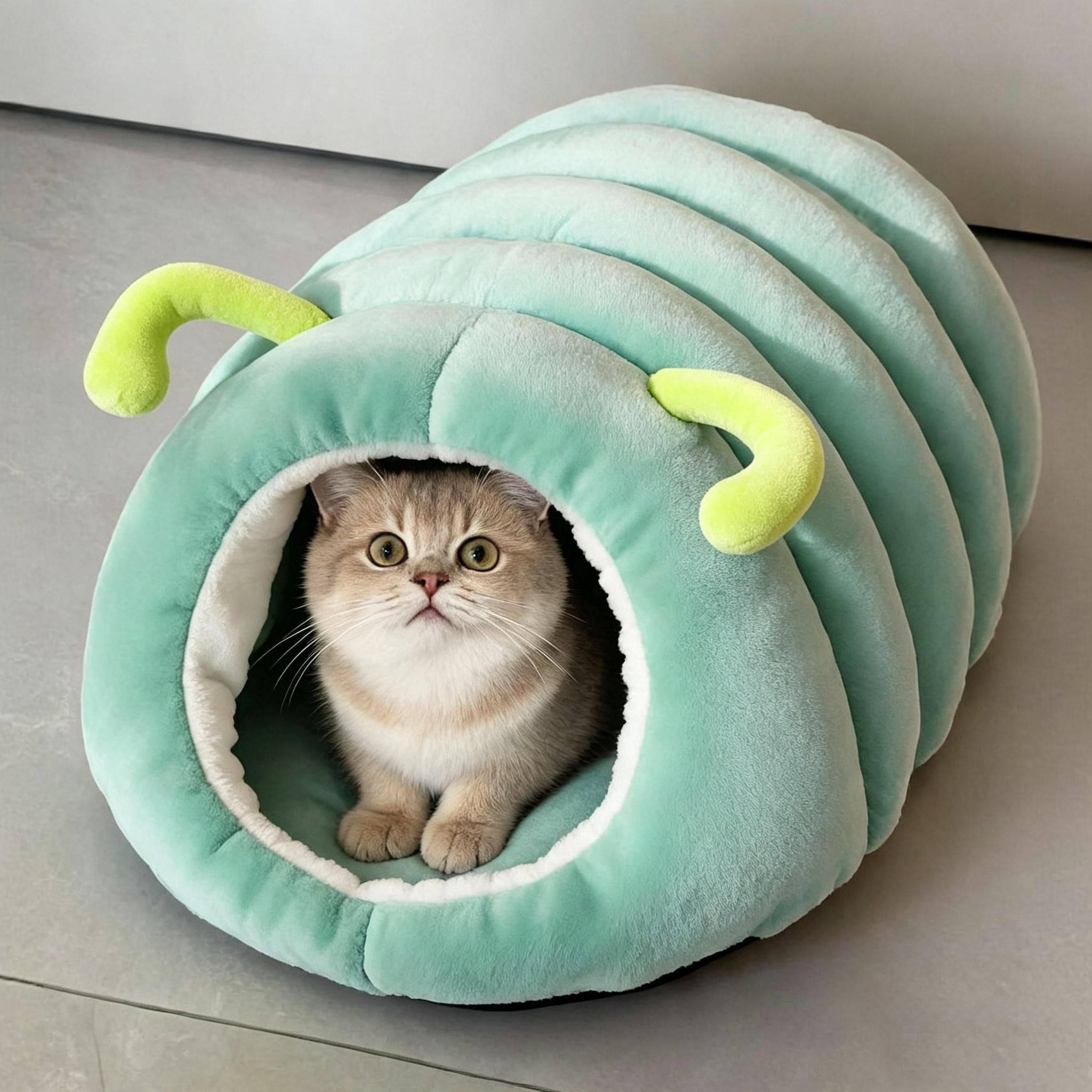 毛毛虫猫窝冬日保暖加厚封闭式宠物狗窝睡袋防寒洞穴窝柔软小猫屋