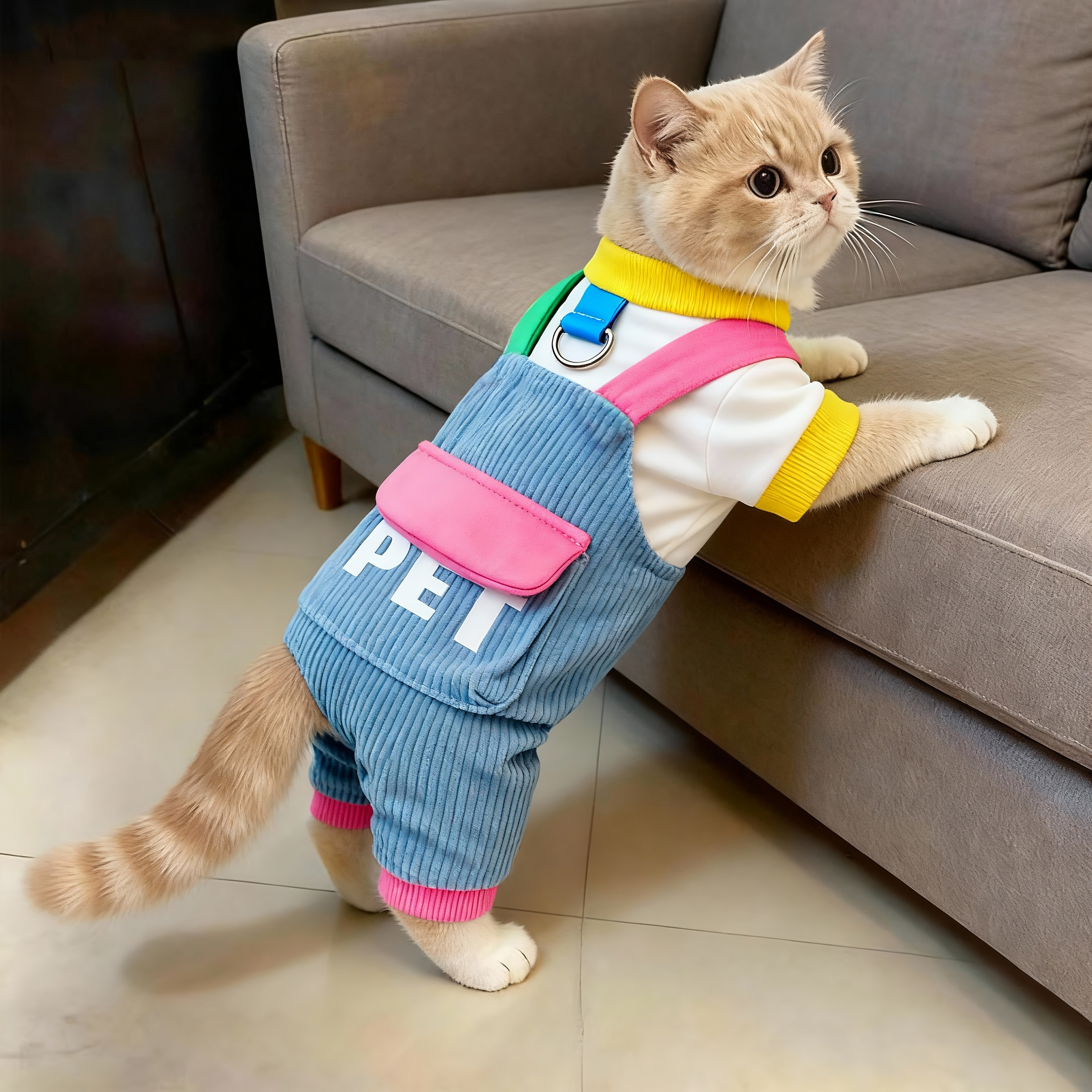 猫咪四脚背带裤防掉毛服装