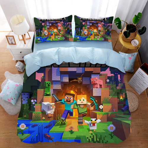 我的世界全棉四件套，亲肤柔软