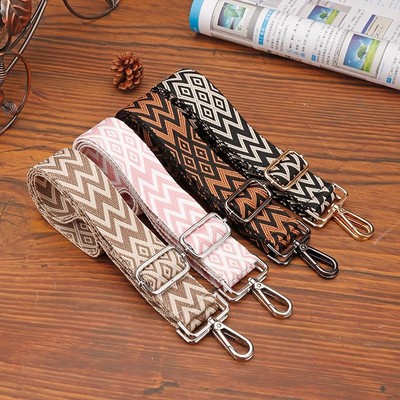 几何纹可调节替换带斜挎包带