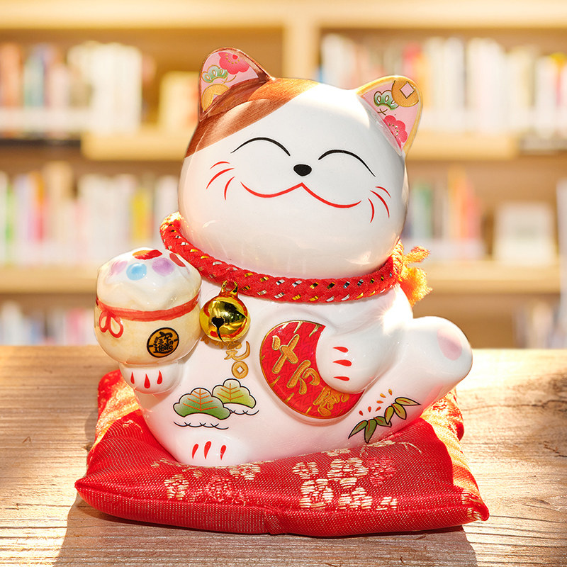 蜀门招财猫陶瓷摆饰开业店铺收银柜台家居装饰客厅礼品发财猫存钱