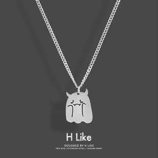 可爱恶魔幽灵项链吊坠饰品钛钢个性 链男女气质冷淡风潮酷 蛇骨短款