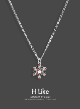 彩色水钻雪花吊坠钛钢锁骨链个性