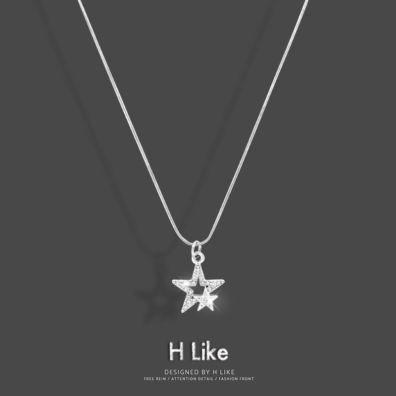 星星项链水钻钛钢细蛇骨项链男女