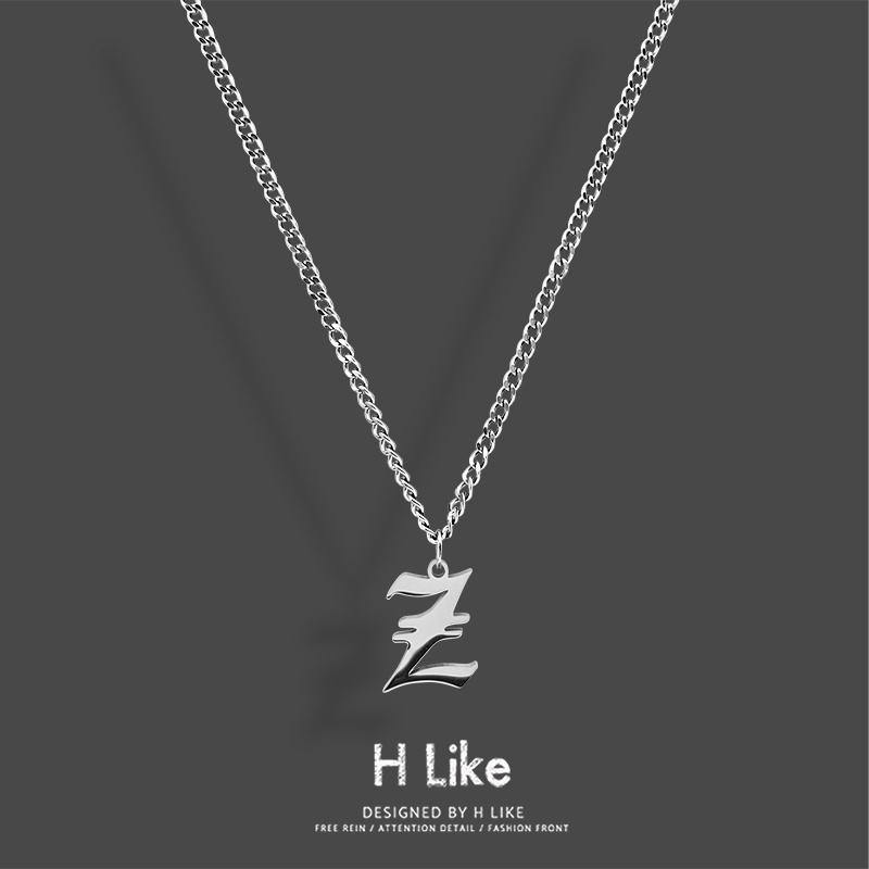 英文字母钛钢蛇骨链男女项链吊坠