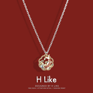 复古中国风锦鲤吊坠新年项链配饰钛钢不掉色毛衣链百搭送礼情侣潮