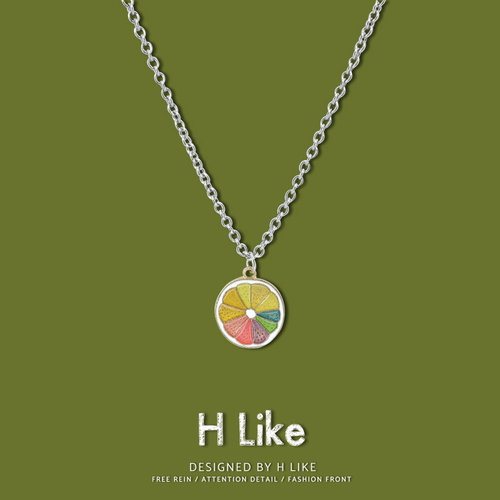 hlike原创嘻哈设计彩色柠檬项链