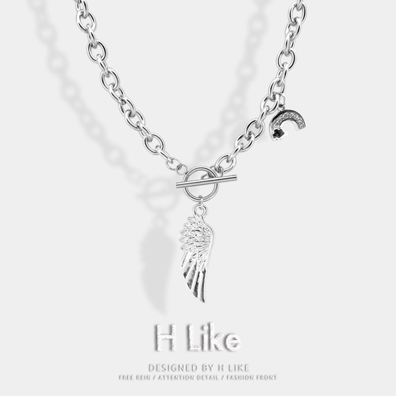 暗黑天使翅膀项链吊坠配饰嘻哈彩虹网红潮男女钛钢ot短锁骨卫衣链,饰品/流行首饰/时尚饰品新,项链,淘宝优惠券,粉丝福利购,淘宝优惠卷