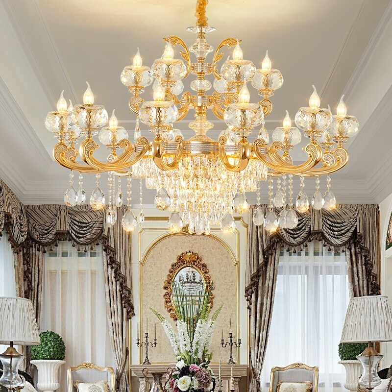 欧式吊灯新款高档K9水晶灯客厅餐厅卧室书房酒店别墅大厅多层灯具