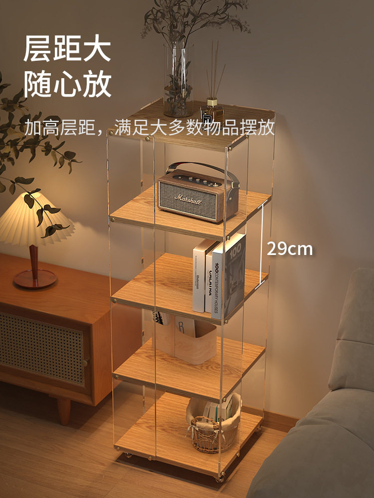 亚克力创意旋转书架家用书房展示柜实木落地置物架转角书新品