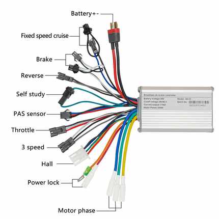 24V 36V 48V 350W 电动滑板自行车锂电无刷电机控制器改装配件