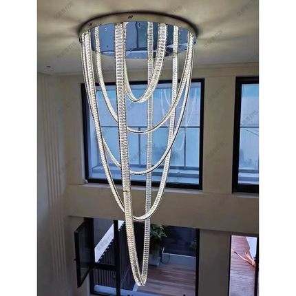 别墅客厅大吊灯水晶灯设计师大气复式楼挑高中空跃层loft自建房灯