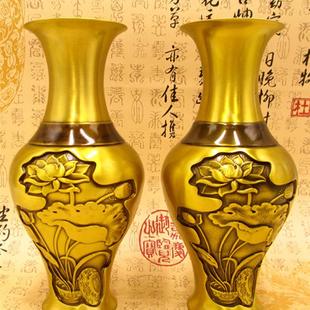 饰品 纯铜花瓶摆件百福花瓶富贵吉祥福字铜瓶家居客厅吧台办公室装