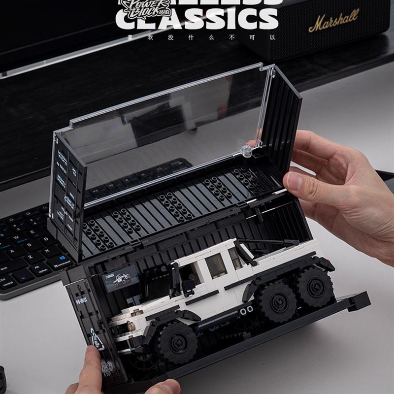 品博Pb8811永恒经典系列大型越野八门车6X6拼装集装箱车模型