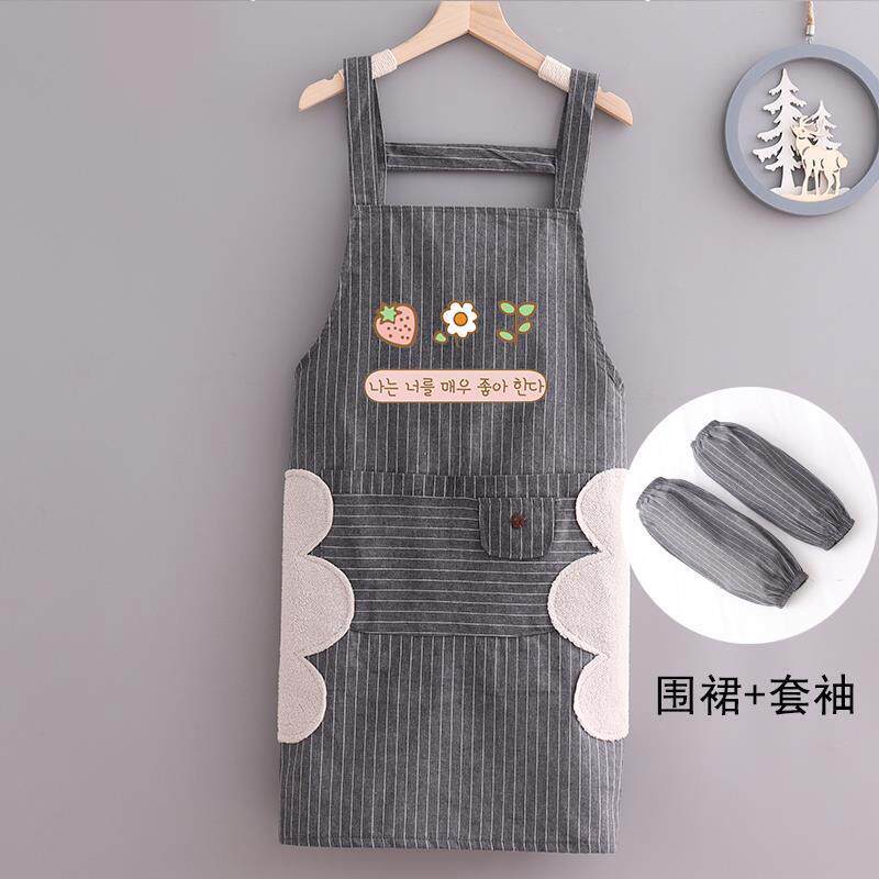 漂亮的围裙袖套套装棉家用厨房专用防水防油女士工作服时尚厂家