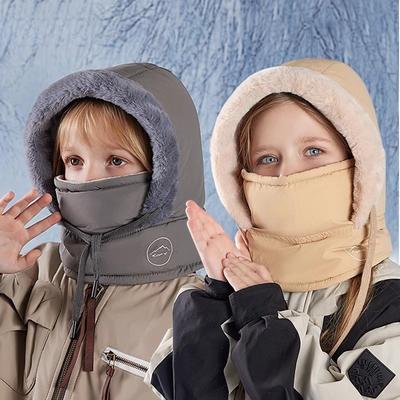 东北旅游防寒装备棉帽保暖套头帽亲子款骑电动车面罩围脖一体厂家