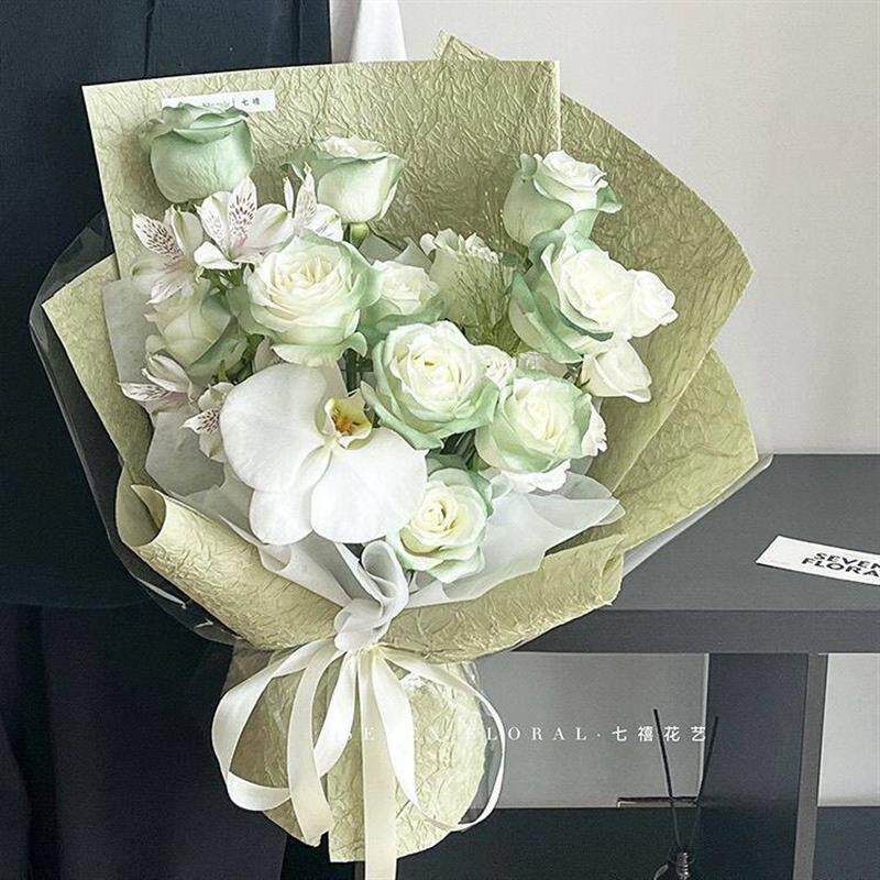 纸花束包花牛皮纸花艺石纹纸加厚褶皱纸礼物包装纸肌理感鲜花厂家