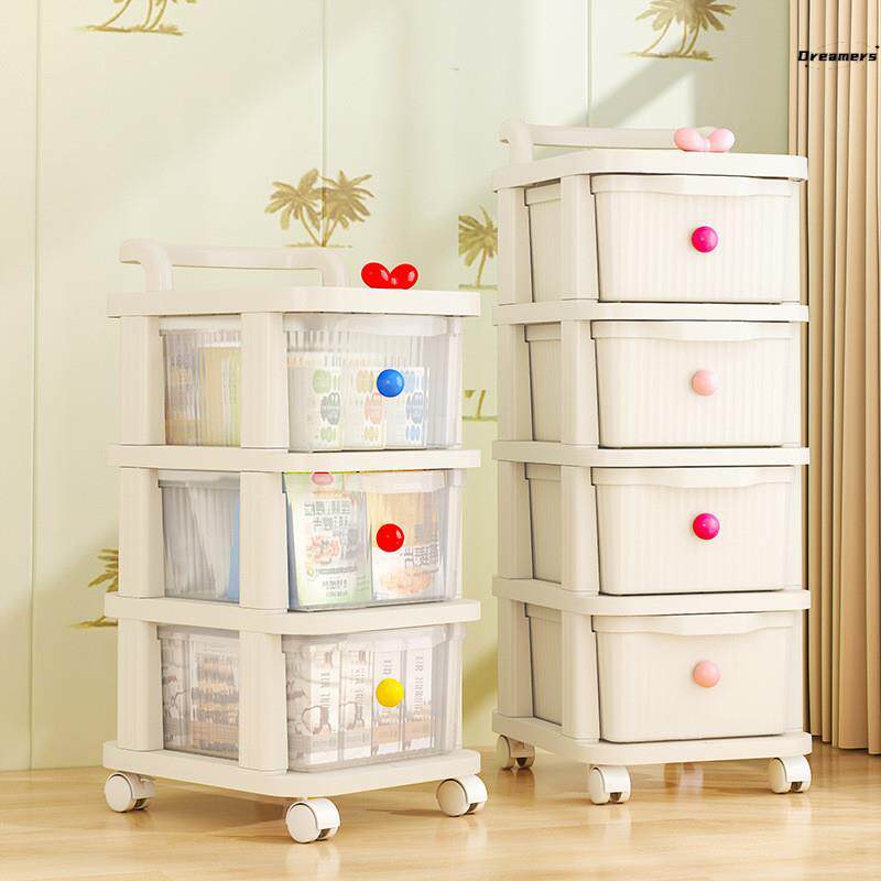 家用奶油小推车零食收纳柜客厅抽屉式移动置物架整理柜杂物置厂家