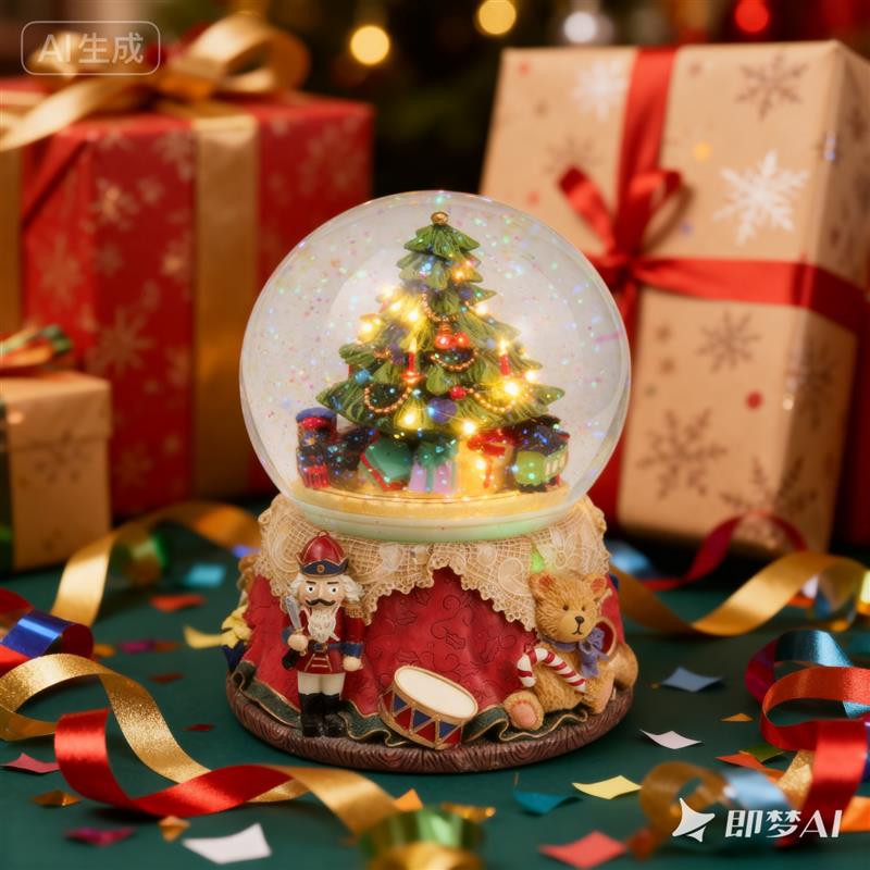 小熊圣诞树水晶球音乐盒旋转木马八音盒送小孩女生朋友友圣诞厂家