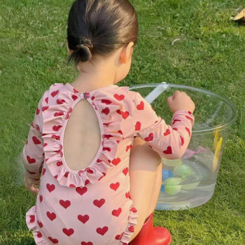 女童连体泳衣新款儿童长袖防晒速干专业泳装宝宝温泉度假游泳厂家