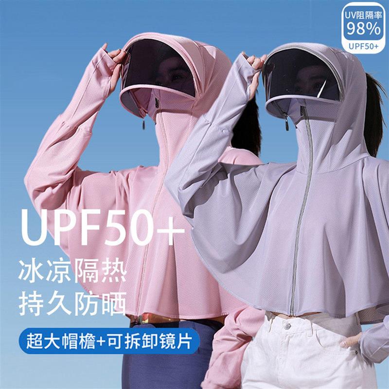 遮阳帽女防晒面罩夏季防紫外线骑车帽子吹不翻遮全脸口罩一体厂家