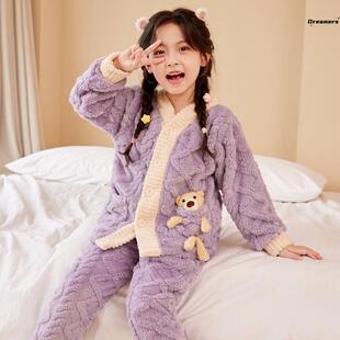 宝宝冬天加厚家居服男童小女孩可外穿冬季加绒加厚保暖中大童厂家