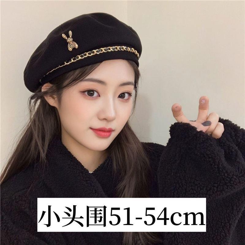 贝雷帽小头围浅顶帽子女秋冬高级感2024新款52cm百搭时尚画家厂家
