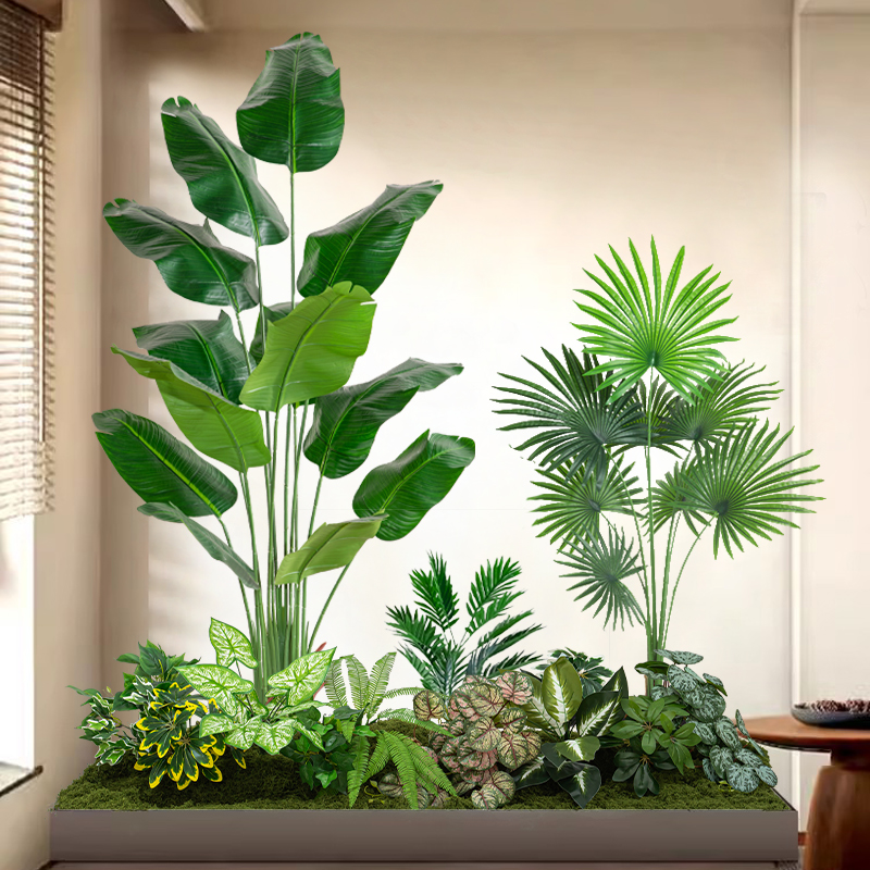 大型仿真绿植景观造景庭院布置仿生植物楼梯下室内橱窗装饰假花树
