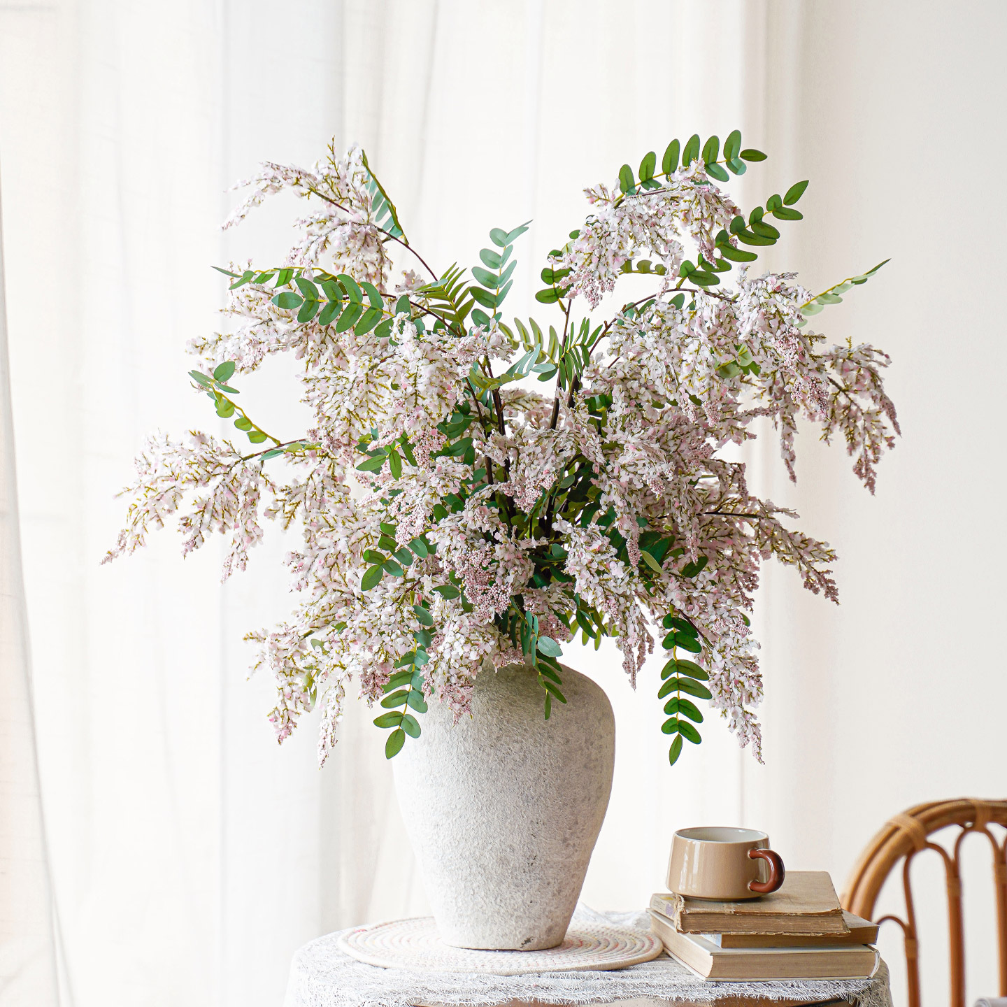 槐蕊仿真花假花高级感逼真摆设轻奢高端民宿客厅前台装饰花艺摆件